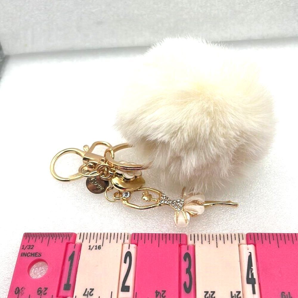 Fairy, Pom Pom, Flower, Heart & Love Disc Keychain Purse Charm- NEW! - Picture 5 of 5